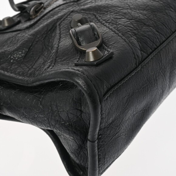 BALENCIAGA City Shoulder Bag Black Leather Handbag - Picture 6 of 11